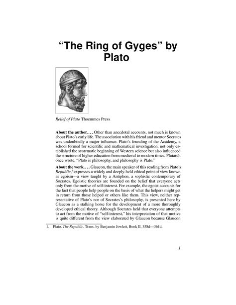 Platos reply to the allegory of the ring of gygs